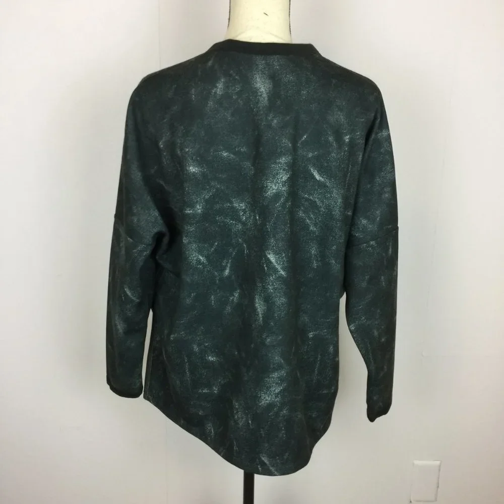 Like new! Adidas ID Sweatshirt L Black Gray Knit Tie Dye Side Slit Long Sleeve - Picture 4 of 11